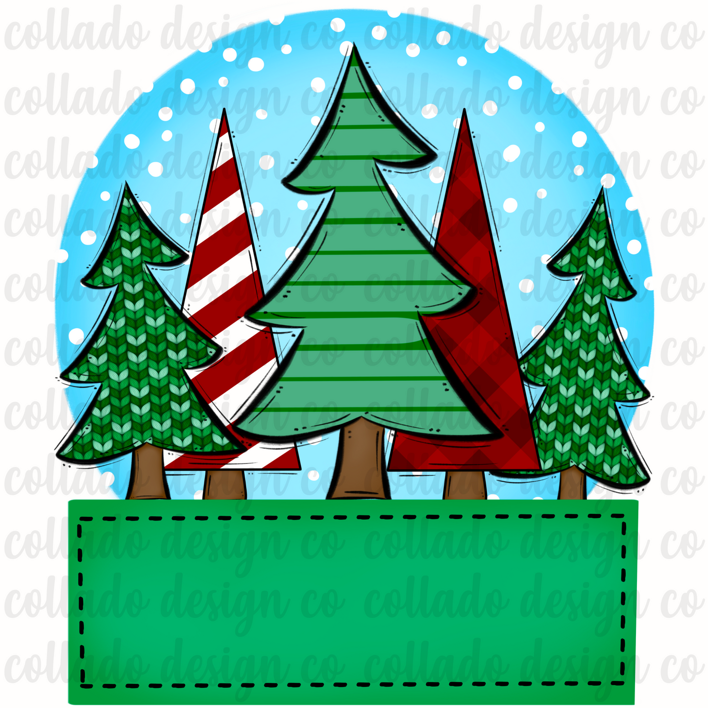 Boys Christmas Monogram Name Custom Green and Red Christmas Trees Retro