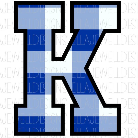 Blue Black Buffalo Plaid Letter K