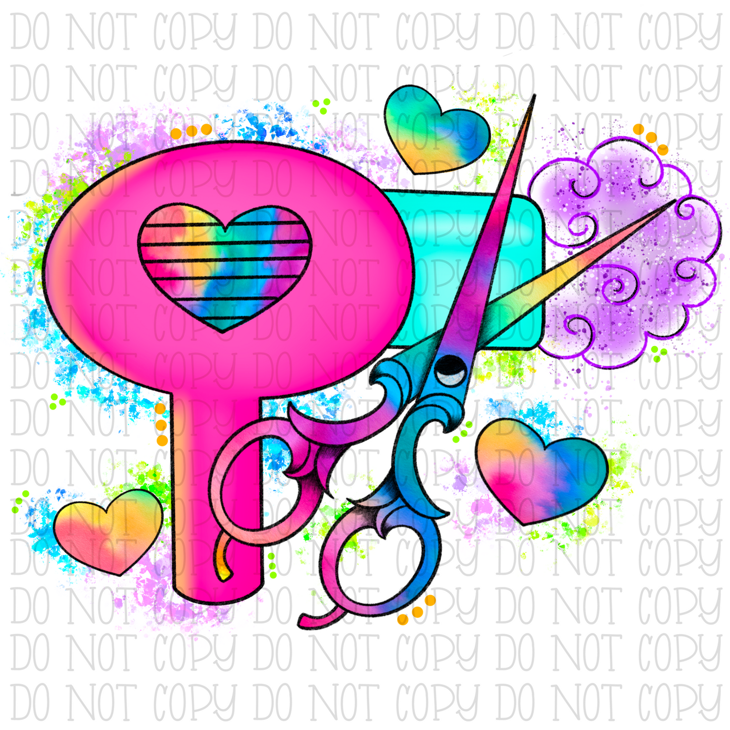 Hair Dryer Scissors - Rainbow - Nostalgia Hair Dresser/Stylist