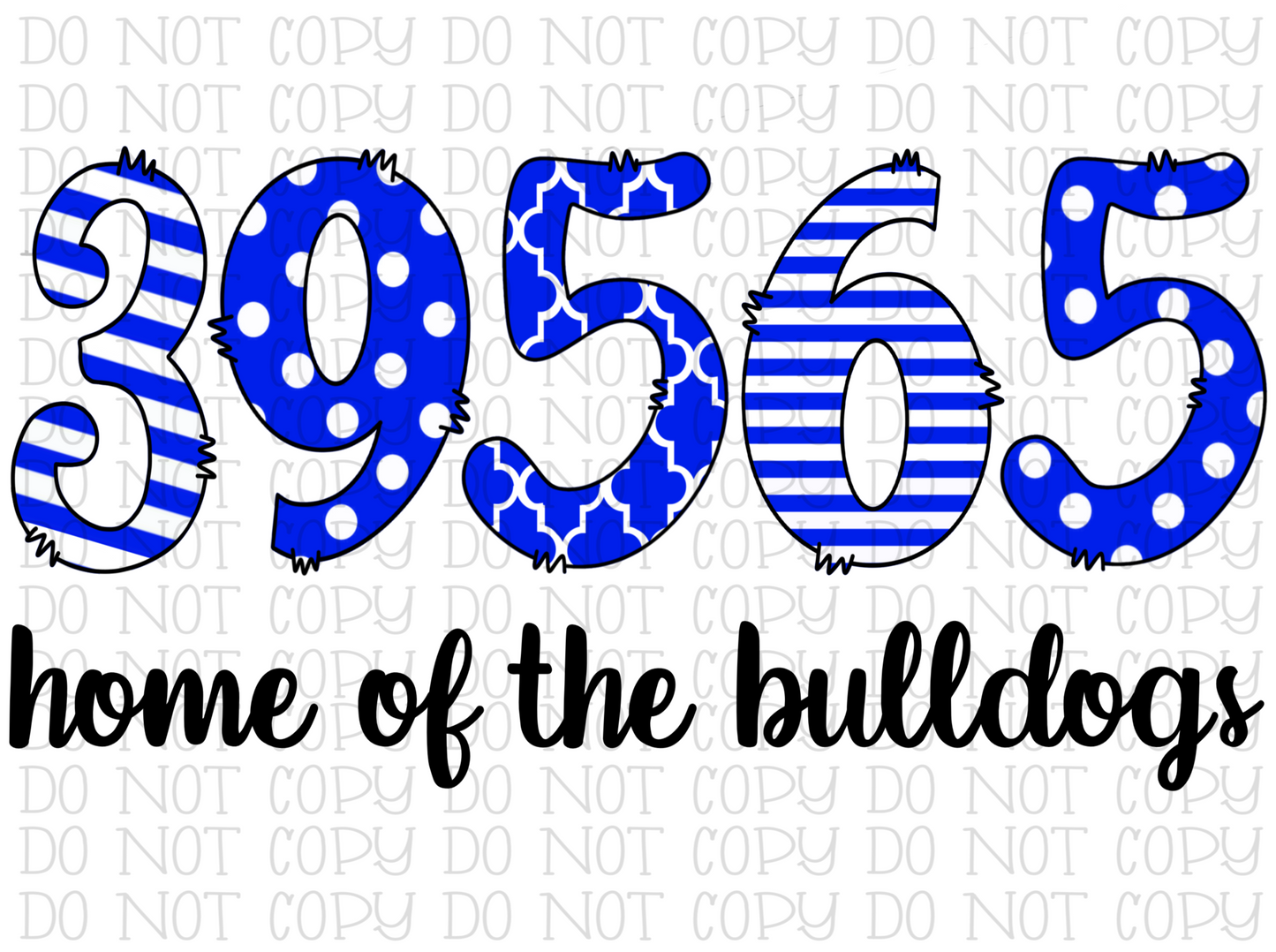 39565 Zip Code - Vancleave Mississippi - Royal Blue Patterns - Home of the Bulldogs