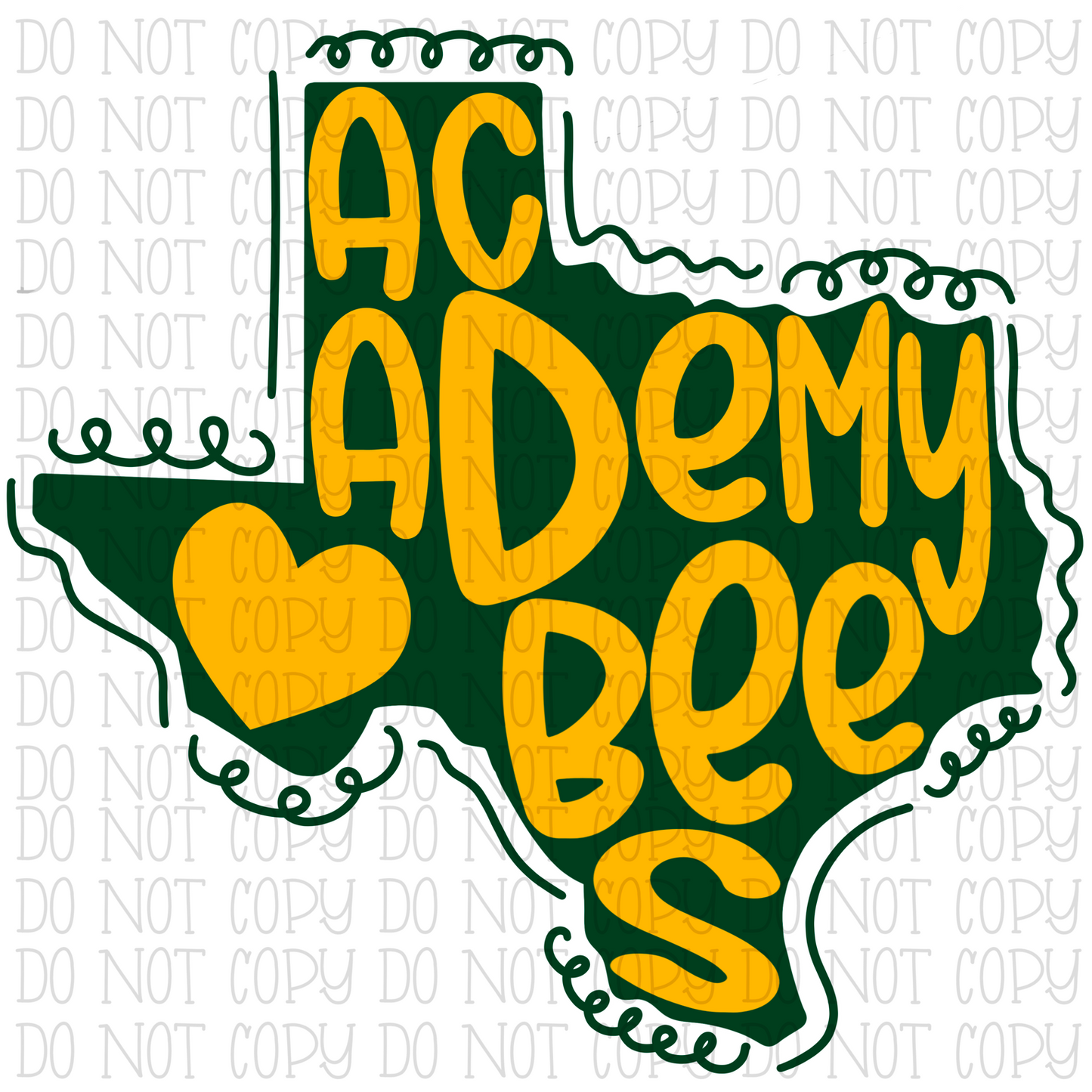 Academy Bees - Texas - Green and Yellow - School Sports Team