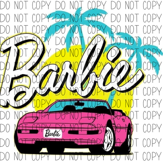 Barbie Car - 80s 90s Palm Tree Retro