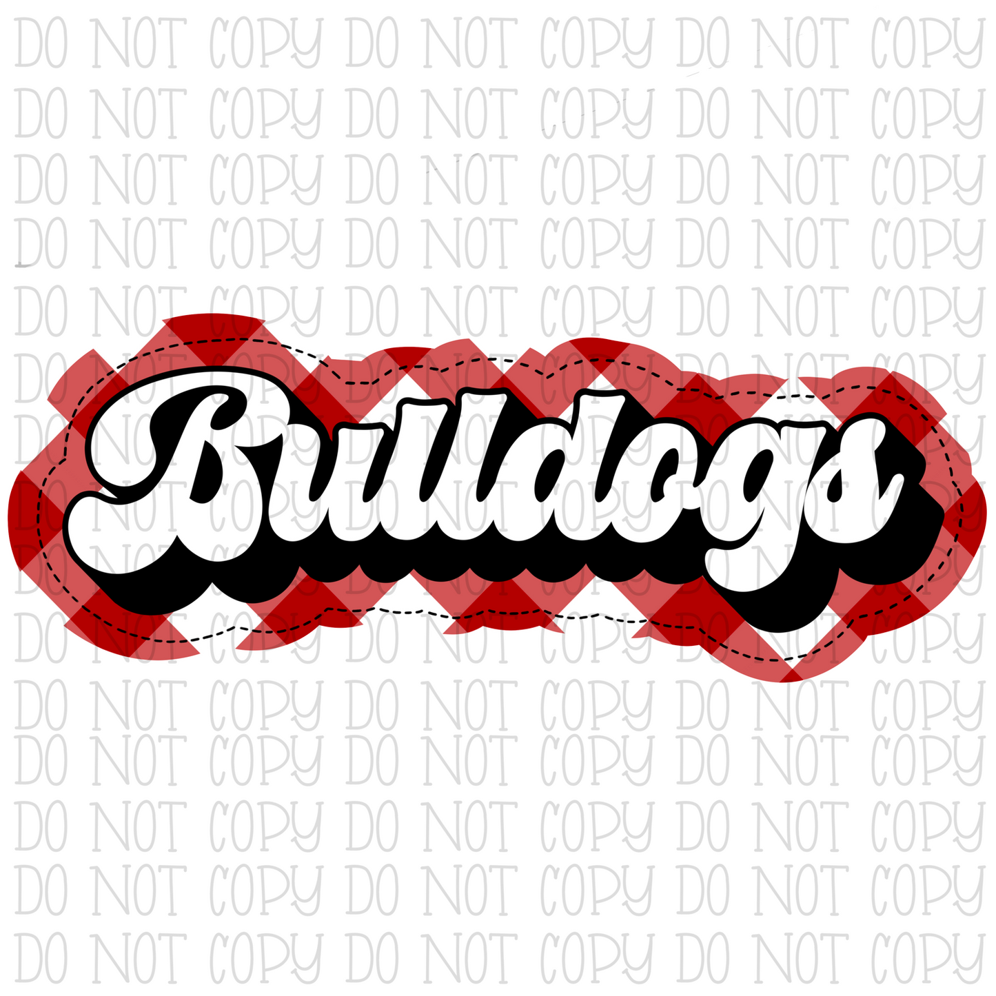 Bulldogs - Red and Black - Georgia - Stitch - Plaid - Faux Embroidery