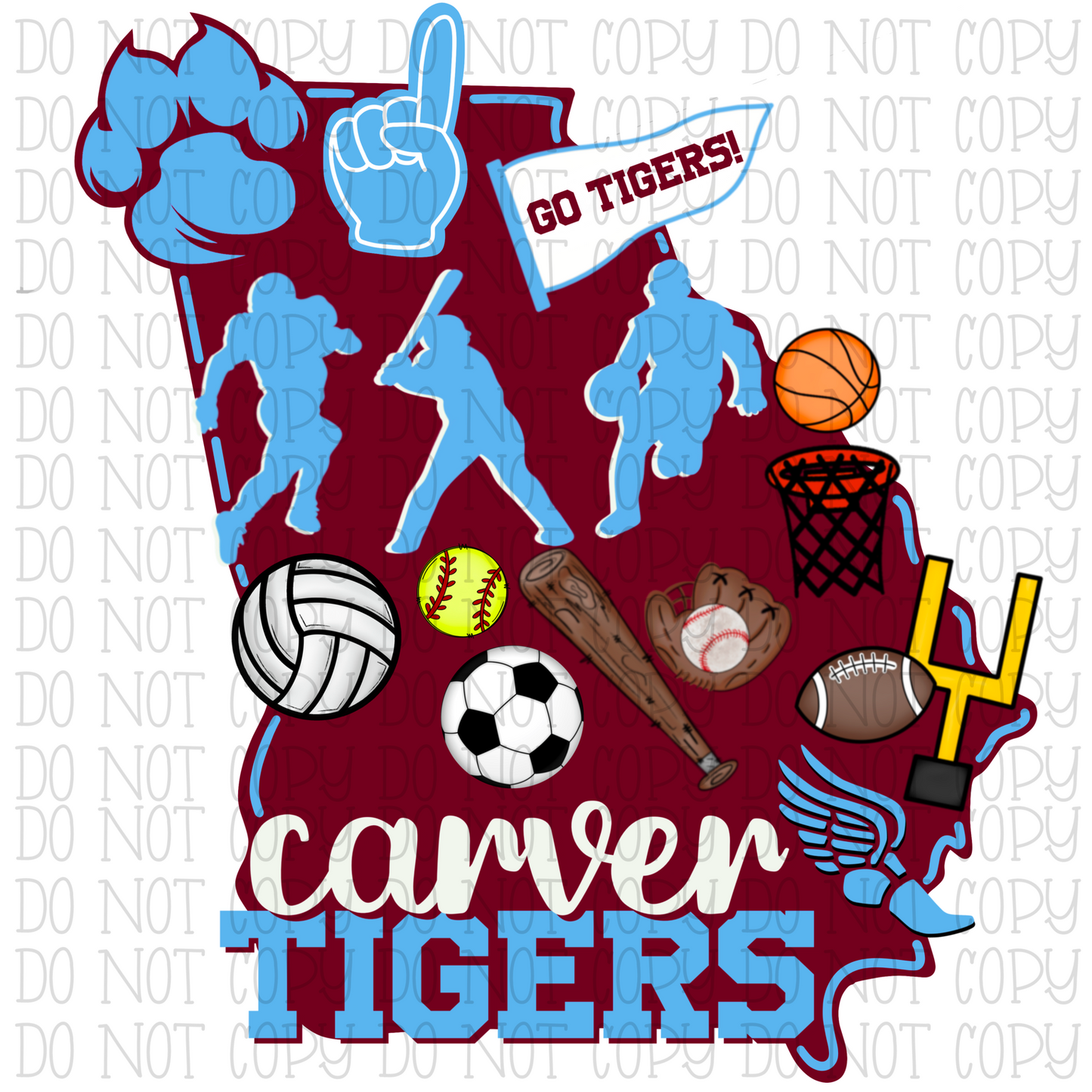 Carver High School Tigers - Blue and Red - Georgia School Sports Team