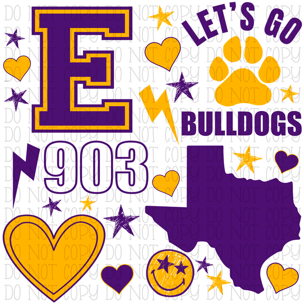 Edgewood Bulldogs - Texas - Scatter - Purple and Gold