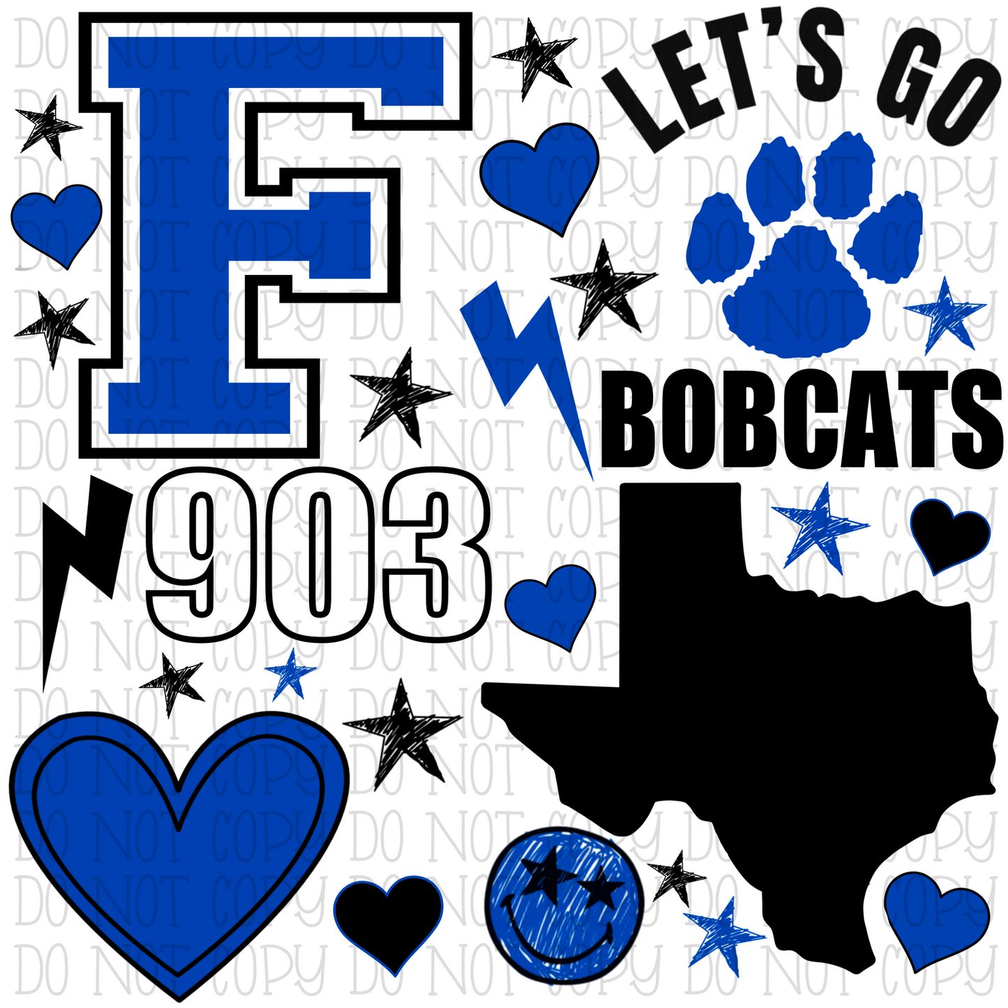 Fruitvale Bobcats - Texas - Scatter - Black and Blue