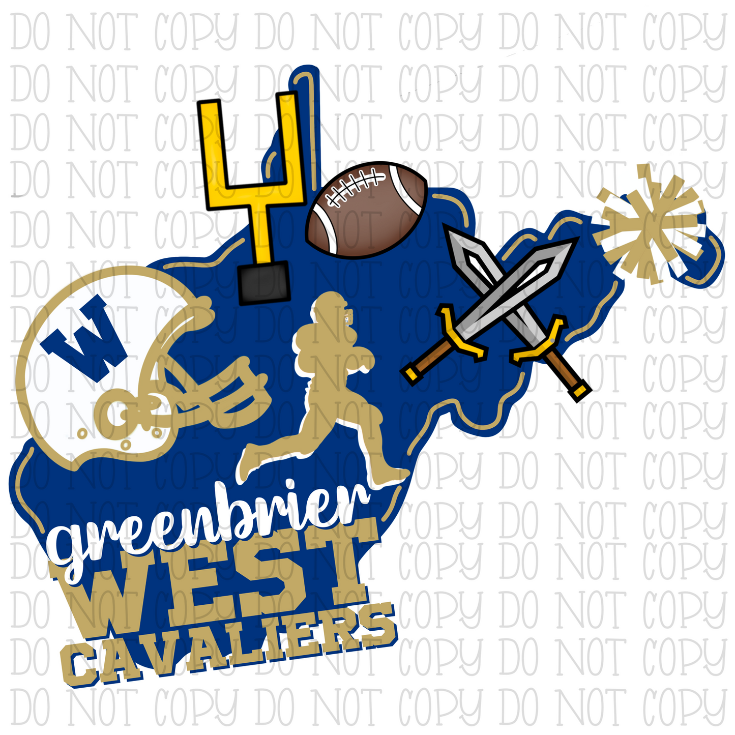 Greenbrier West Cavaliers - West Virginia - Navy/Gold - Football