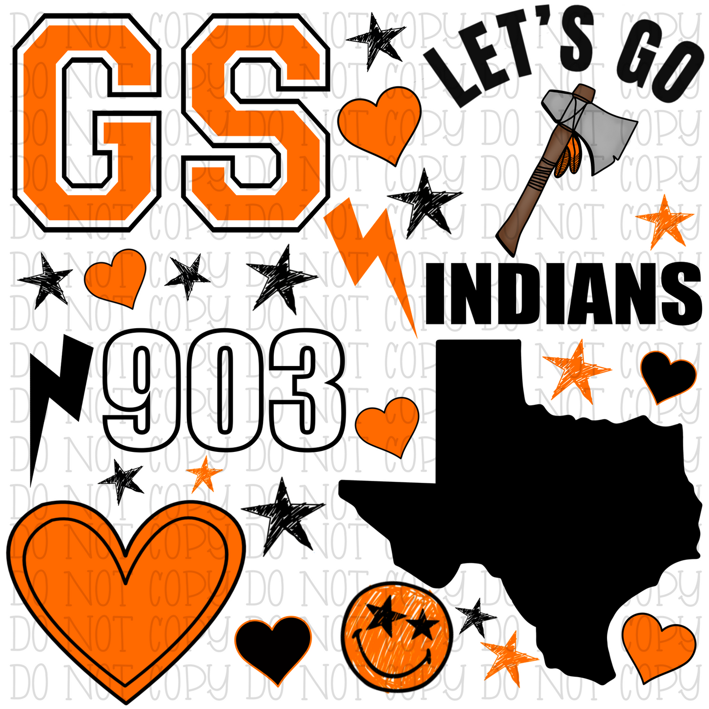 GS Indians - Scatter - Orange and Black - Texas - 903