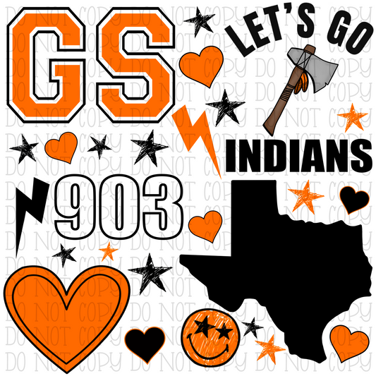 GS Indians - Scatter - Orange and Black - Texas - 903