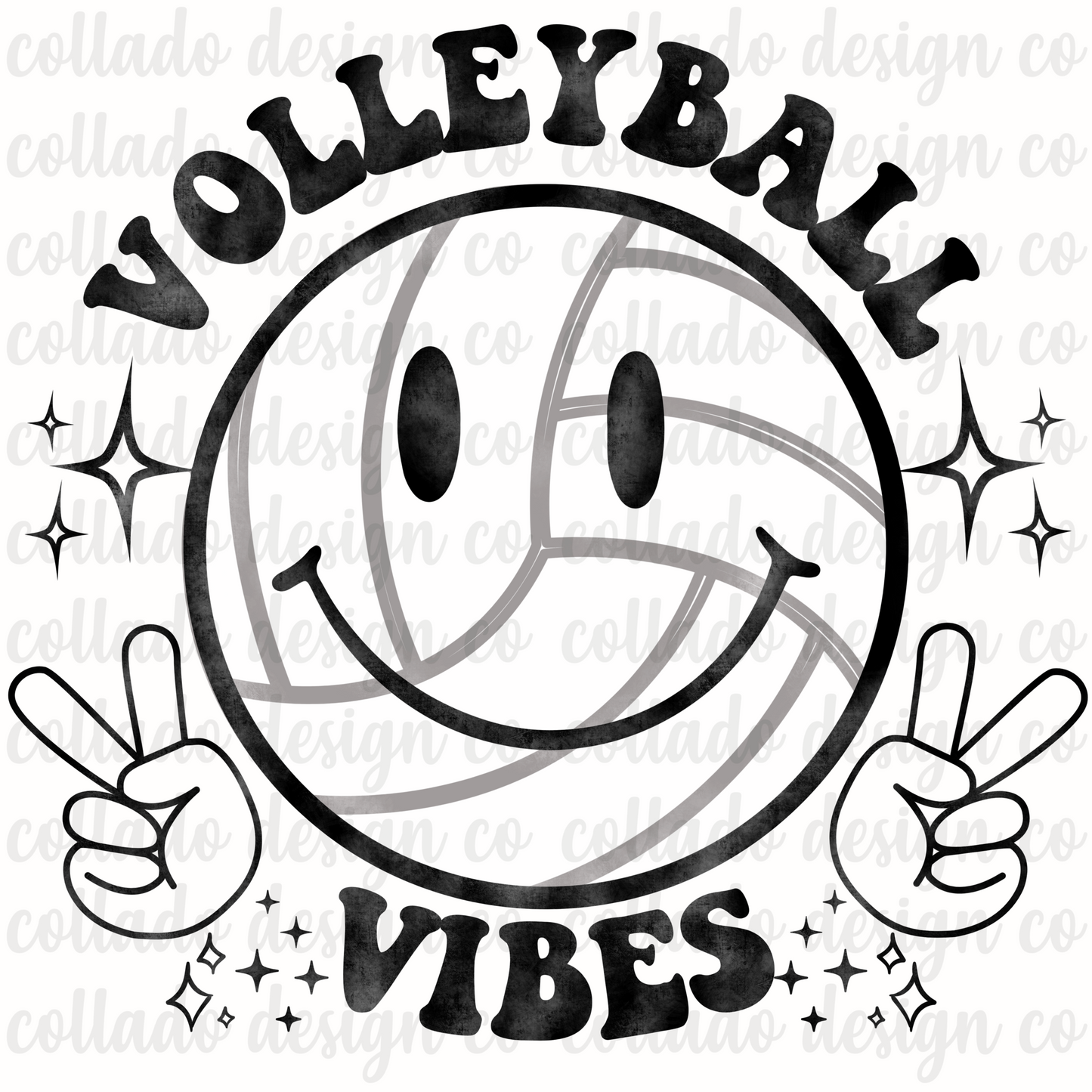 Volleyball Vibes - Game Day Black Glitter Leopard Peace Sign (2 Images Included)