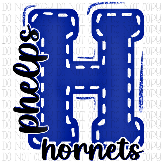 Phelps Hornets Kentucky - Letter H - Royal Blue