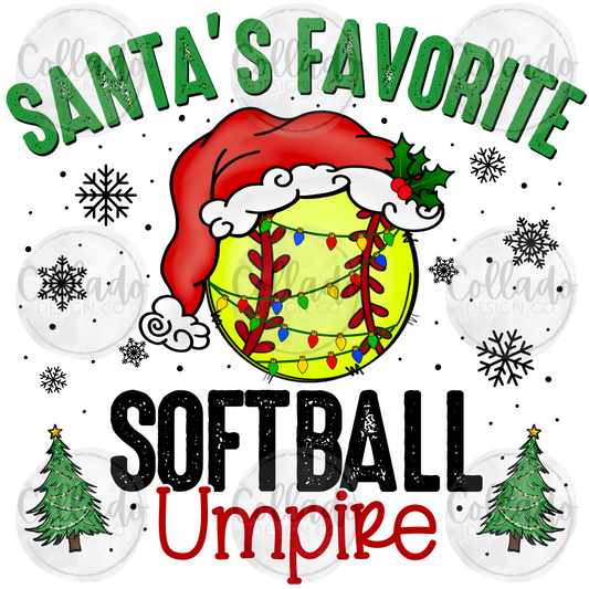 Santa's Favorite Softball Umpire Christmas Holiday School Sports Team