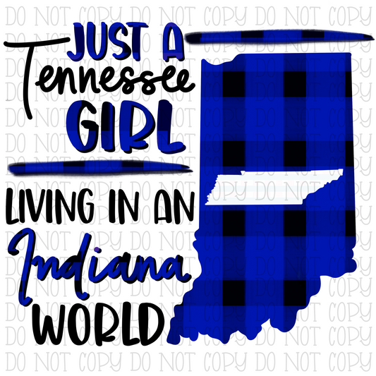 Just a Tennessee Girl Living in an Indiana World- Blue Plaid