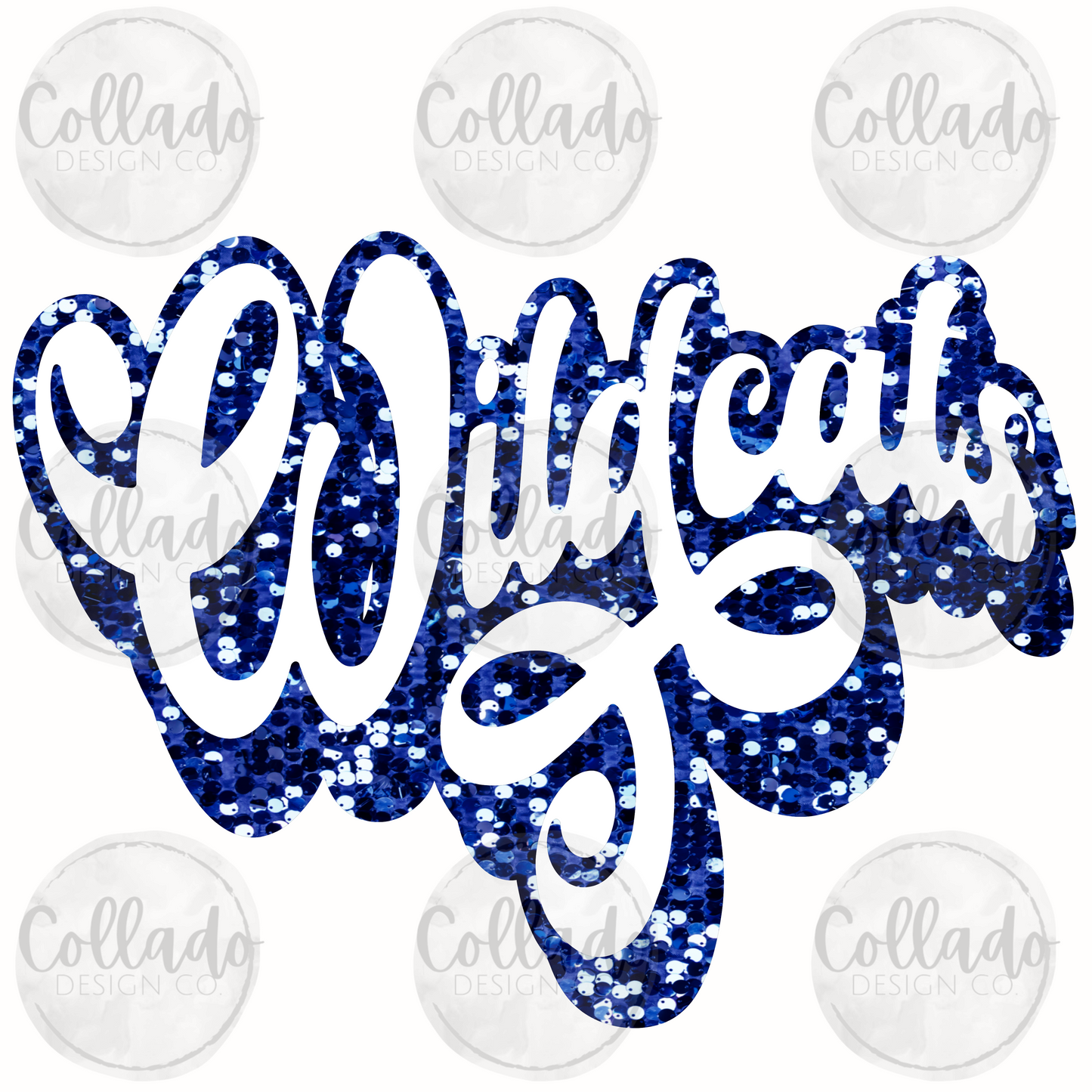 Wildcats Royal Blue Faux Sequin Glitter School Sports Team