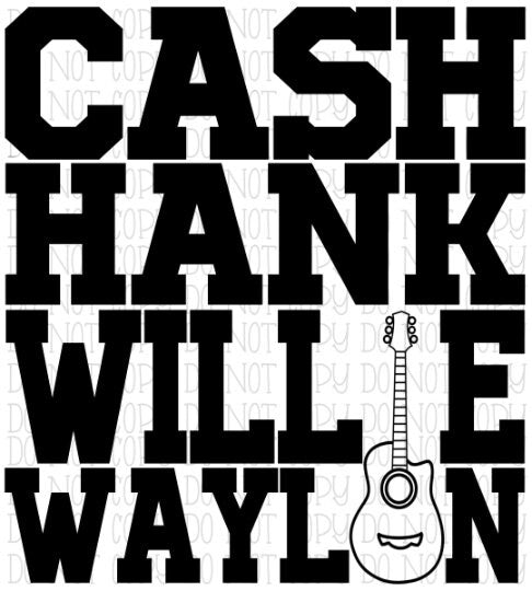 Cash Hank Willie Waylon Guitar