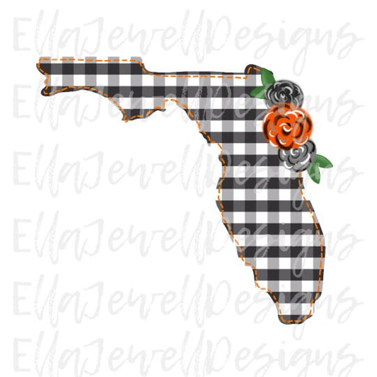 Florida Fall Watercolor Floral Gingham