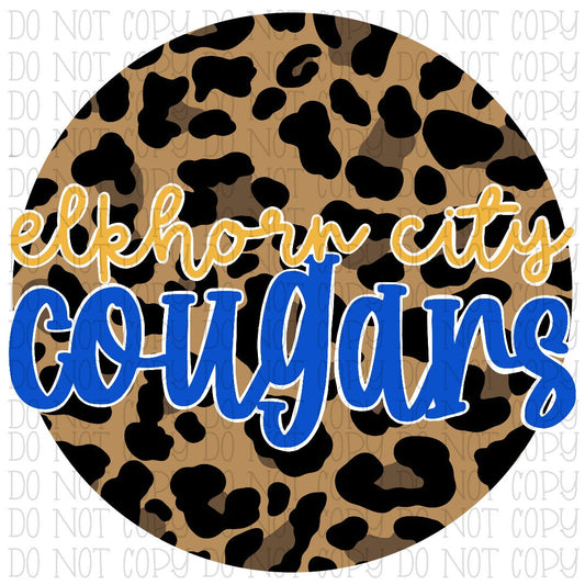 Elkhorn City Cougars Leopard Circle