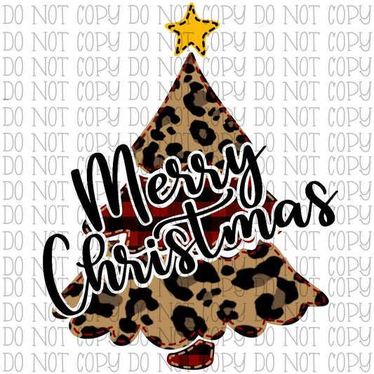 Leopard Plaid Merry Christmas Tree