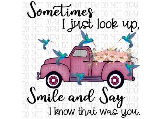 Sometimes I Just Look Up, Smile and Say I Know That Was You - Pink Truck