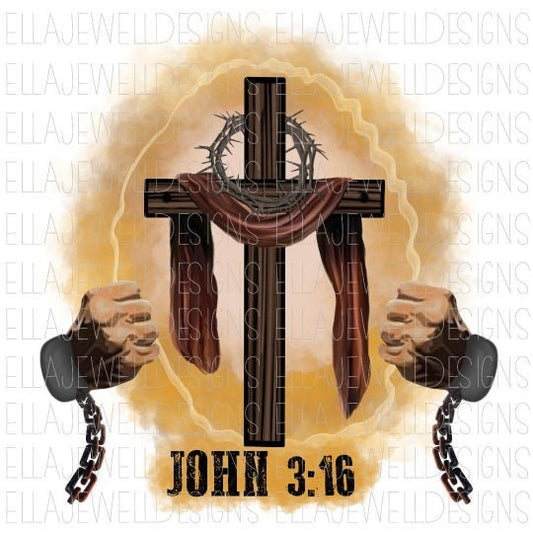 John 3:16 Cross Broken Chains