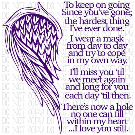 Purple Wings Memorial Saying Angel