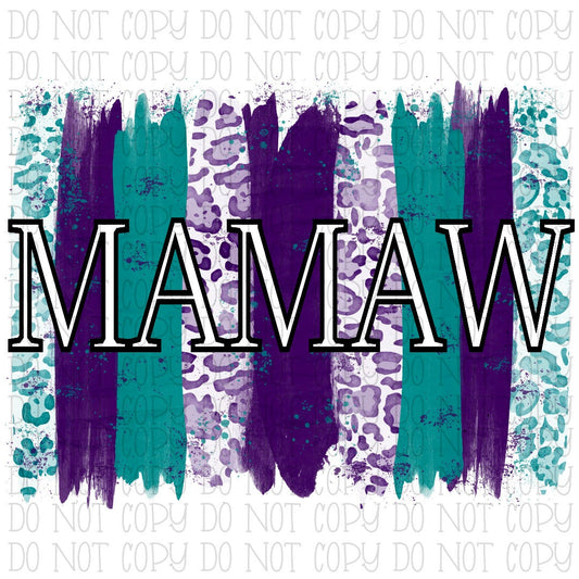 Mamaw Purple and Teal Leopard