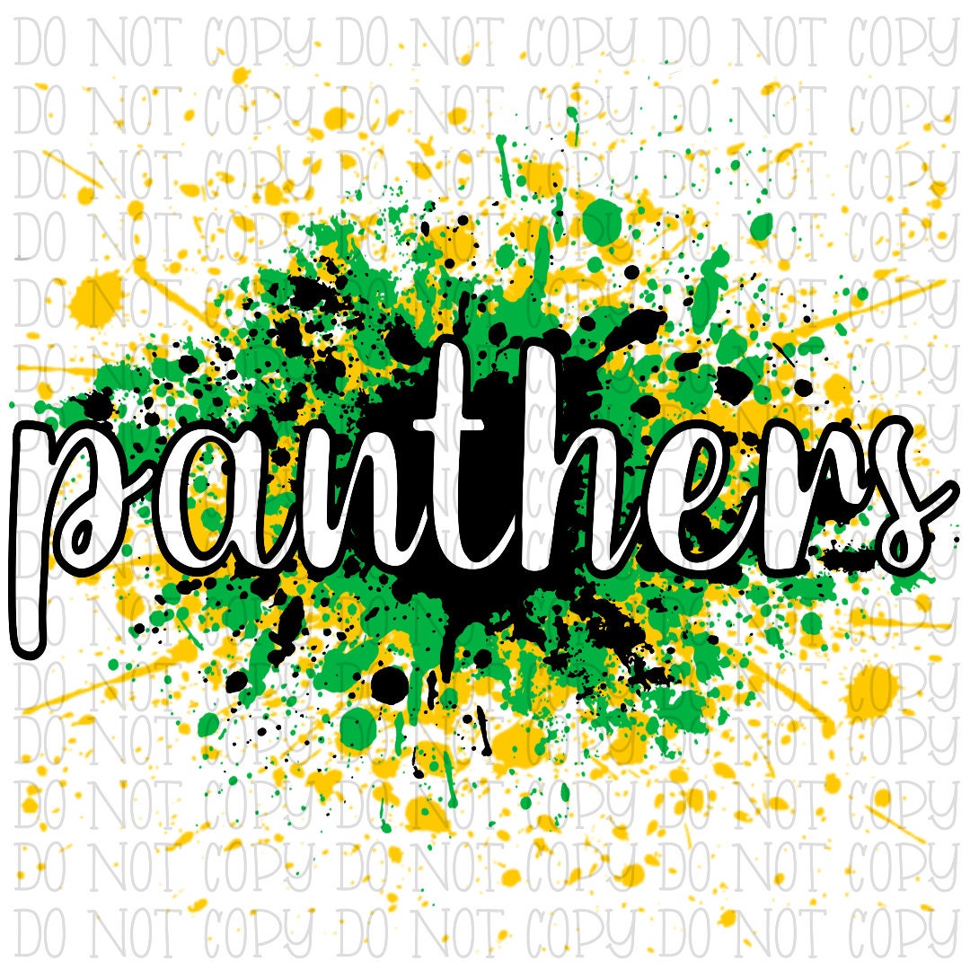 Panthers - Green Yellow and Black Paint Spatter - Arkansas