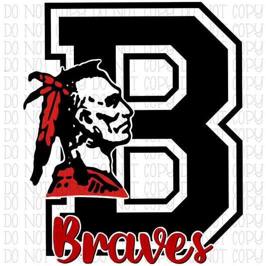 Braves Red Black Letter B