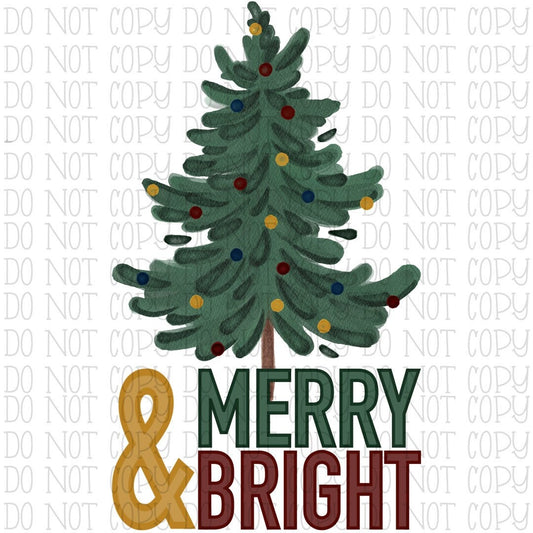 Merry and Bright - Watercolor Christmas Tree
