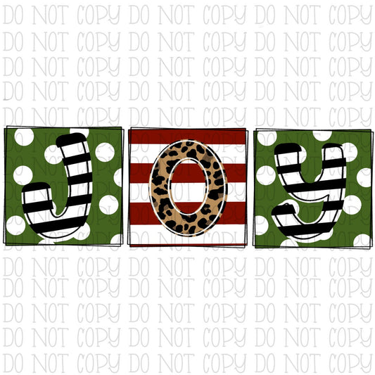 Joy - Christmas Leopard Stripes Polka Dots
