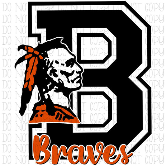 Braves Indians Orange Black Letter B