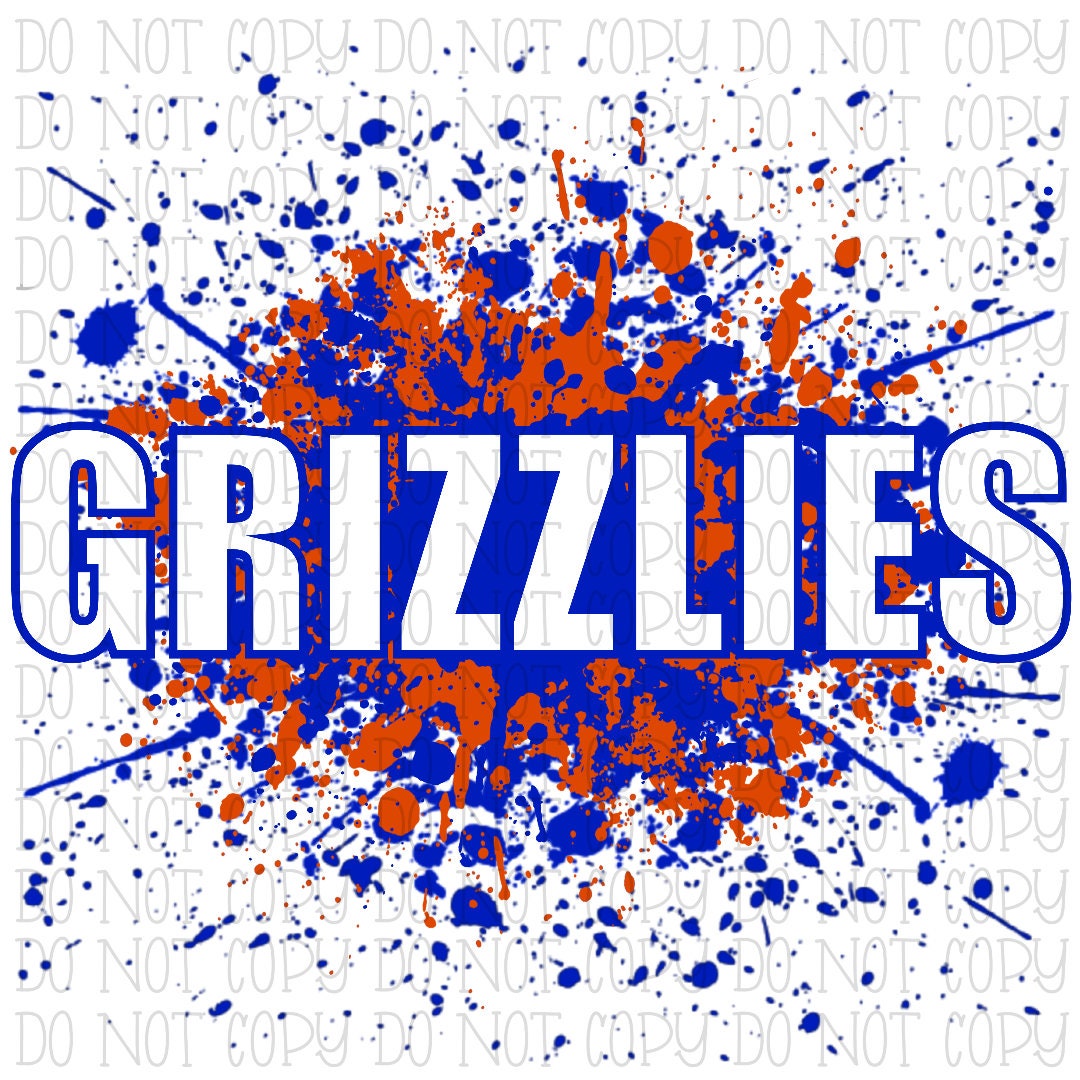 Grizzlies Paint Spatter Orange and Blue