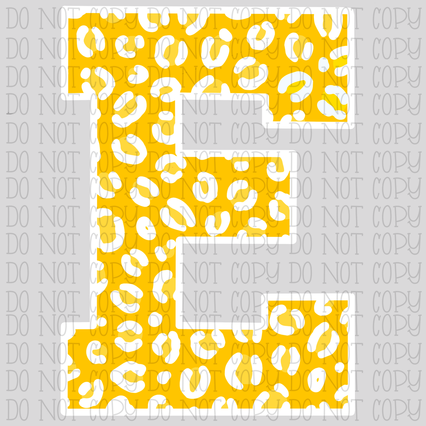 Yellow Gold Letter E - Leopard Print
