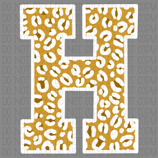 Gold Letter H - Leopard Print