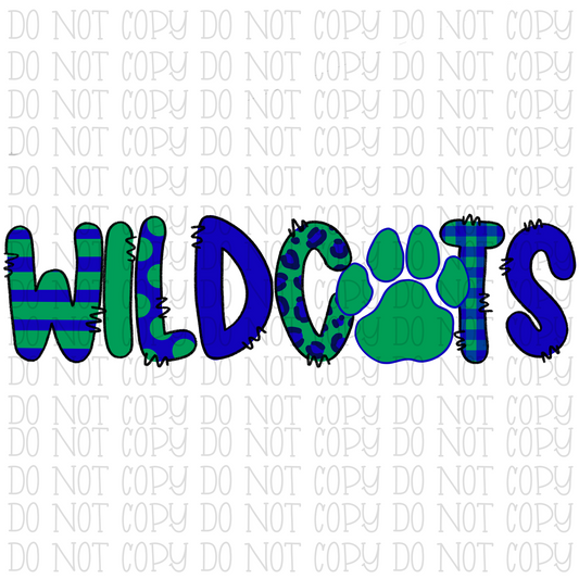 Wildcats - Kelly Green and Royal Blue